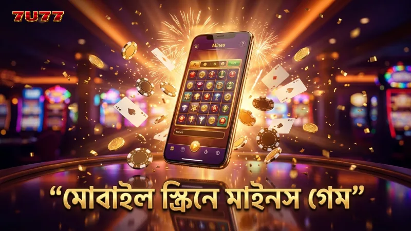 মোবাইলের স্ক্রিনে মাইনস গেমের গ্রিডের সূক্ষ্ম বিবরণ।